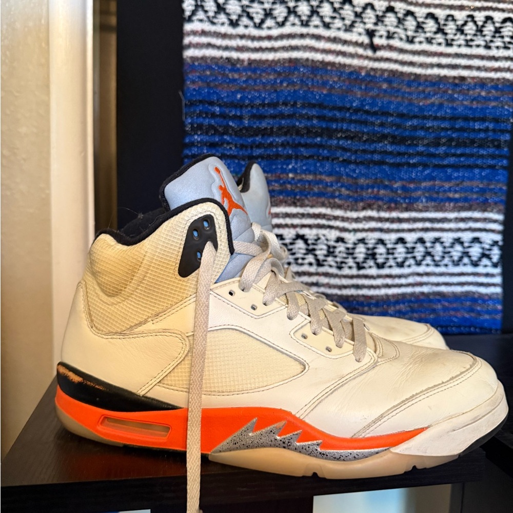 Nike Air Jordan 5 Shattered Backboard White and Orange High-Top Sneakers